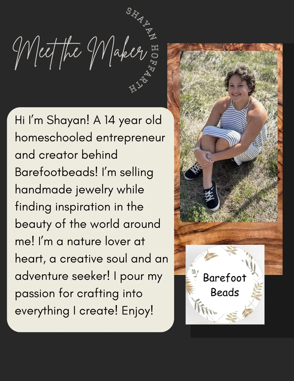 Meet the Maker poster: Shayan Hoffarth, Barefoot Beads