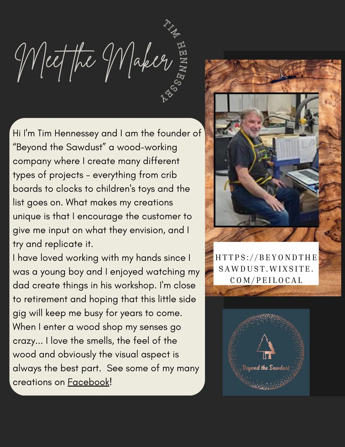 Meet the Maker poster: Tim Hennessey, Beyond the Sawdust