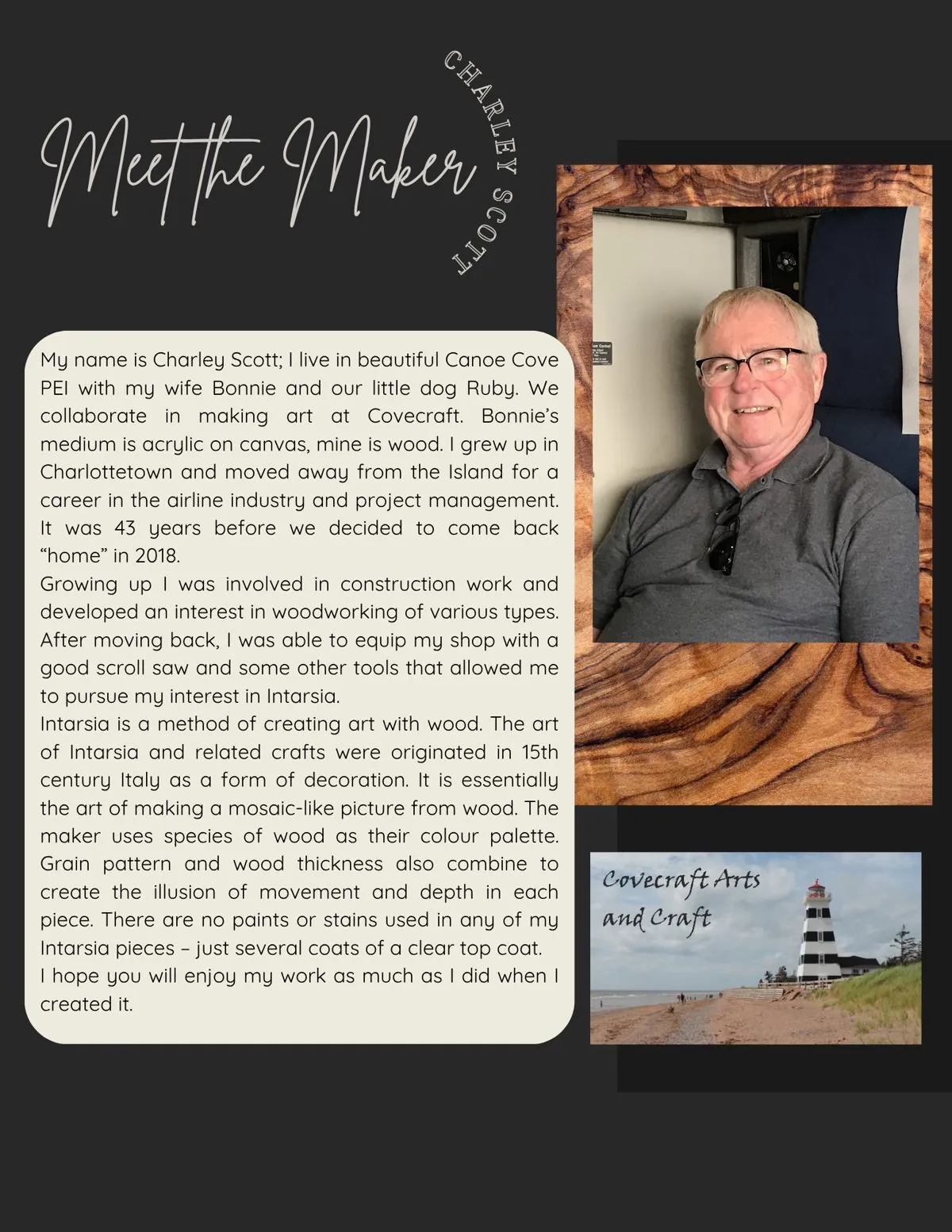 Meet the Maker poster: Charley Scott, Covecraft Arts and Craft