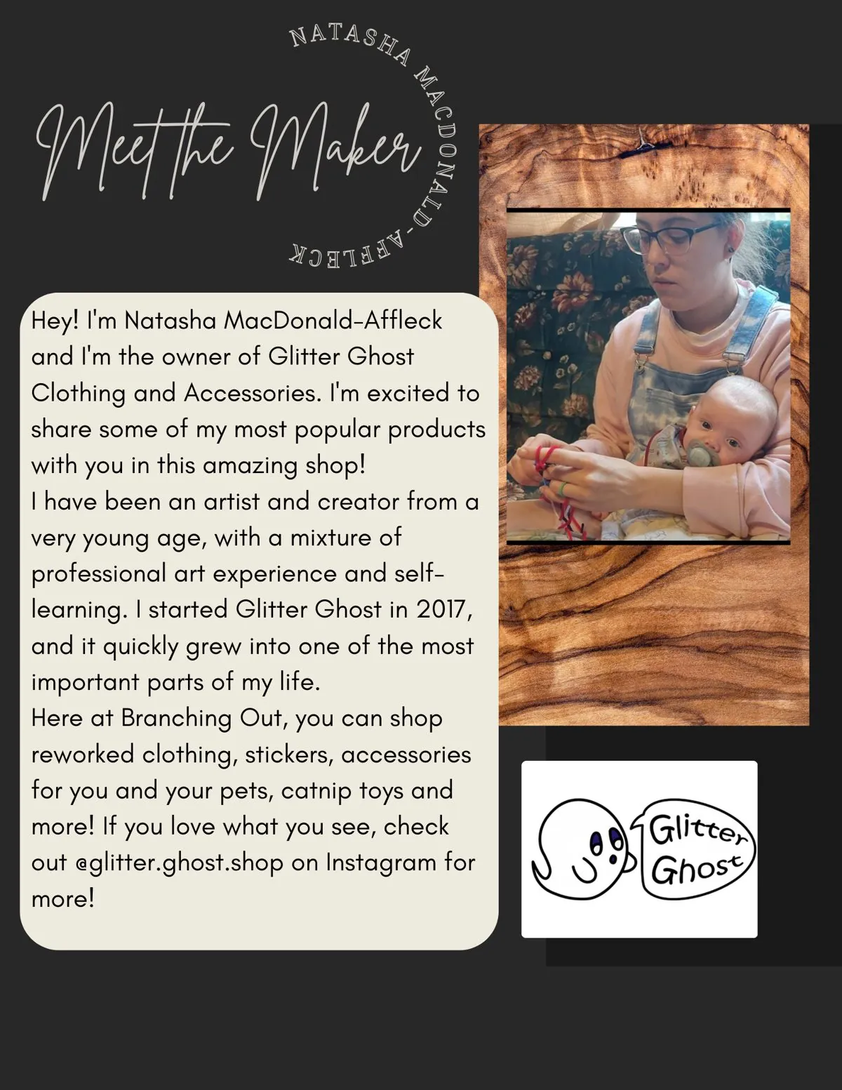 Meet the Maker poster: Natasha MacDonald-Affleck, Glitter Ghost Clothing and Accessories