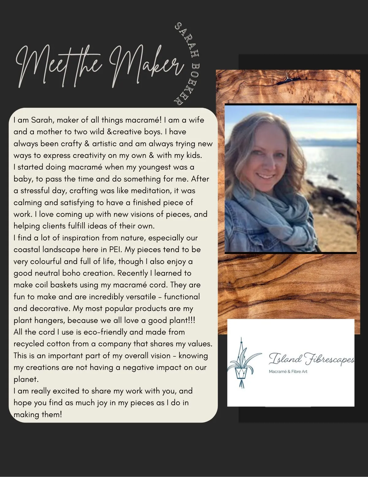 Meet the Maker poster: Sarah Boeker, Island Fibrescapes