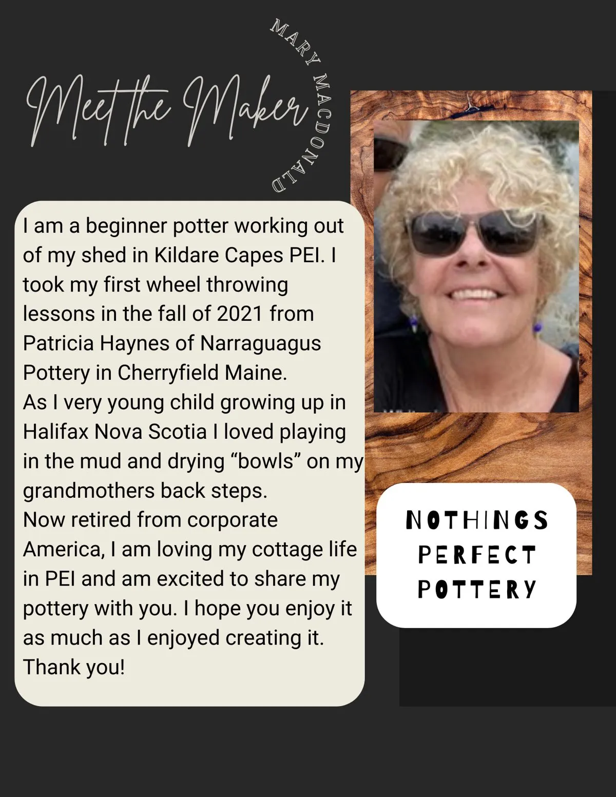 Meet the Maker poster: Mary MacDonald, Nothings Perfect Pottery